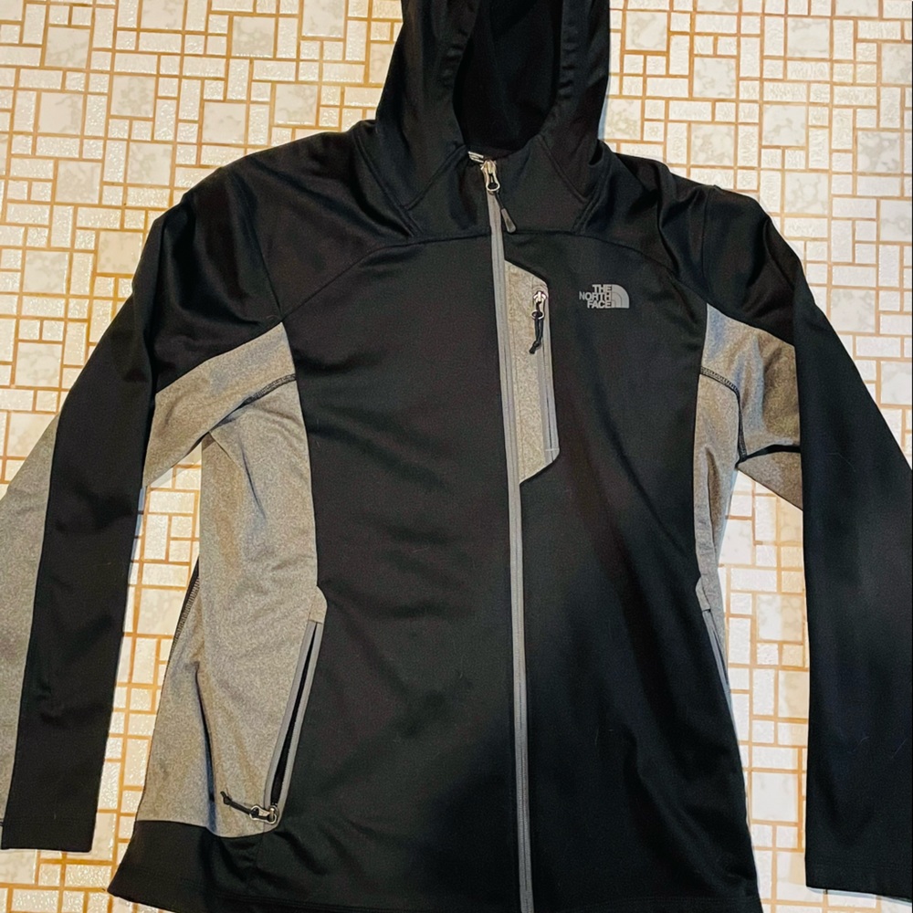 Mens North Face Full Zip Jacket Size L Black and Grey